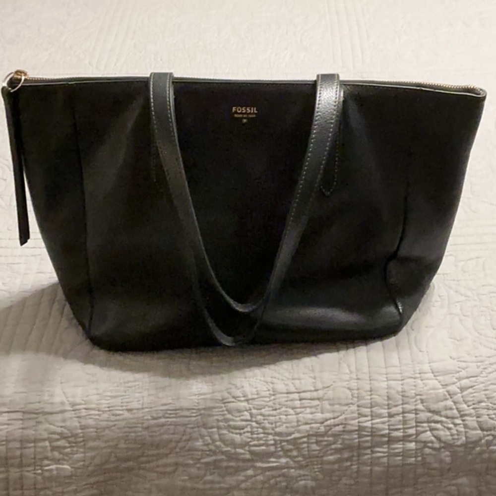 Fossil Black Leather Sydney Shopper